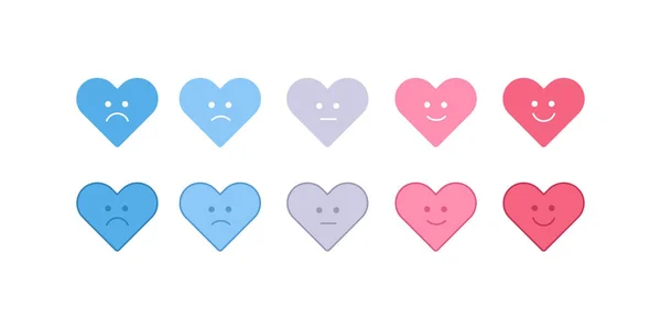 Love Meter Emotion Concept Vector Flat Illustration Set Heart Shape — Stock Vector