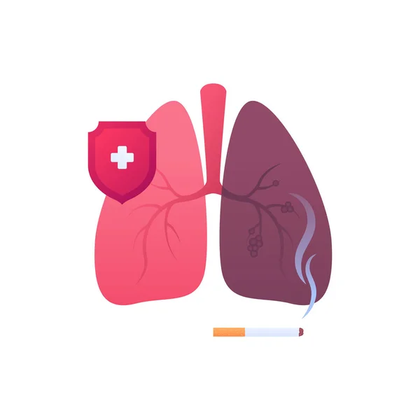 Non Fumare Malattia Polmonare Concetto Illustrazione Medica Piatta Vettoriale Organo — Vettoriale Stock