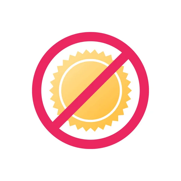 Sonnenschutzkonzept Vektorflache Icon Illustration Gelbes Sonnensymbol Rotem Stoppschild Auf Weißem — Stockvektor