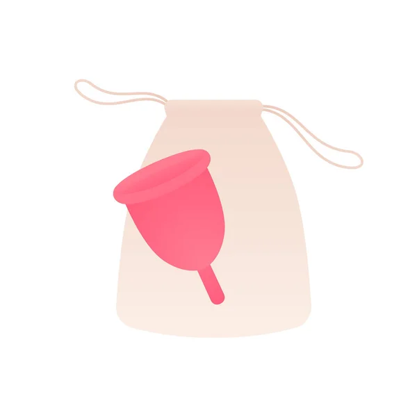 Copo Menstrual Equipamento Menstruação Reutilizável Ilustração Plana Vetorial Copo Vermelho — Vetor de Stock
