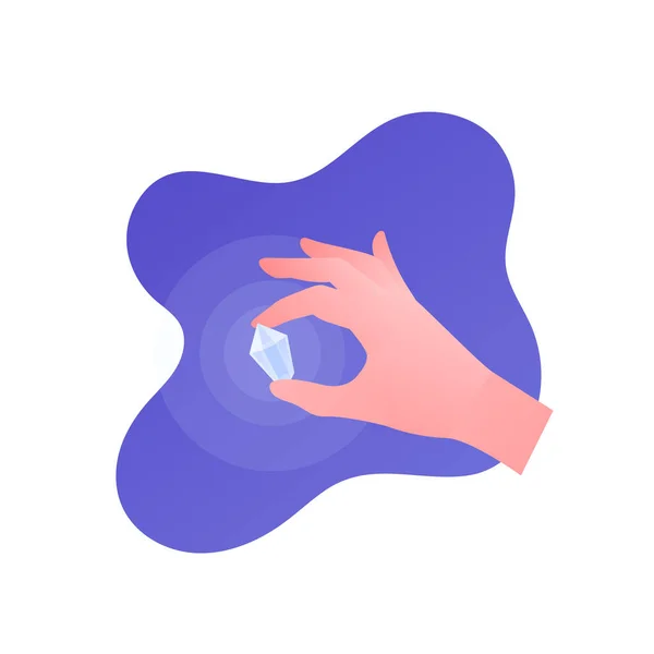 Een Menselijke Hand Met Diamant Vector Platte Illustratie Ontwerp Voor — Stockvector