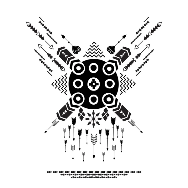 Ilustración vectorial, estilo étnico azteca. Imagen salvaje tribal — Vector de stock