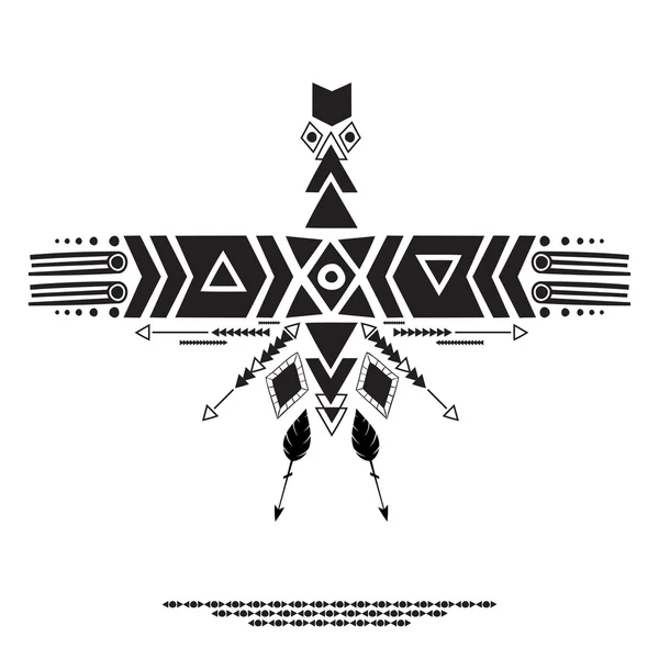 Illustrazione vettoriale, stile etnico azteco. Tribale immagine selvaggia — Vettoriale Stock