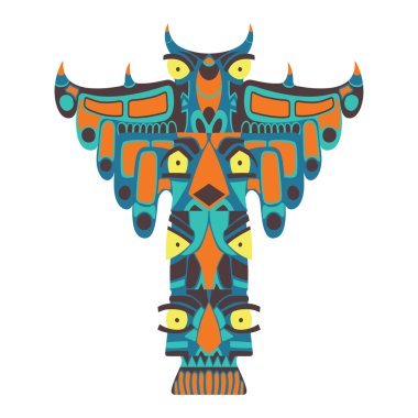 Renkli Hint totem. Beyaz arka plan üzerinde vektör çizim