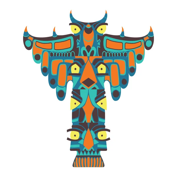 Totem indien coloré. Illustration vectorielle sur fond blanc — Image vectorielle