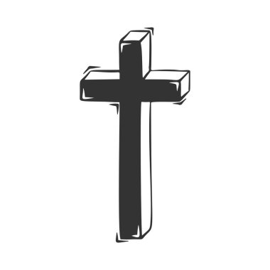 Dini haçın el çizimi vektörü.