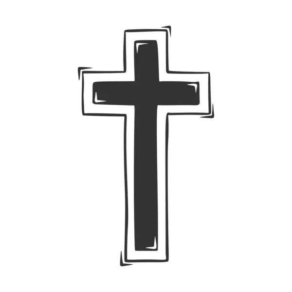 Hand Drawn Vector Religious Cross — Stock Vector