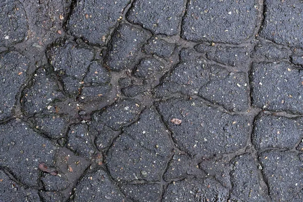 Textura Oscura Asfalto Agrietado Camino Roto — Foto de Stock