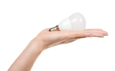 Beyaz LED ampul beyaz üzerine izole.