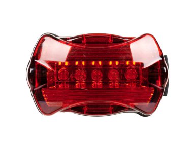 Beyazda izole edilmiş bisiklet için kırmızı dur ışığı.