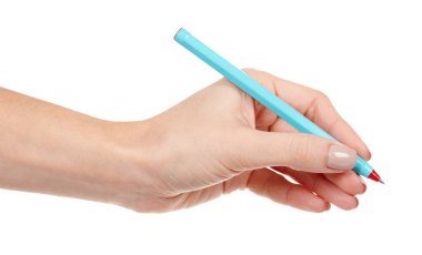 Mavi kalem beyaza izole edildi.