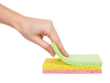 Renkli temizlik bezi beyaza izole edildi.