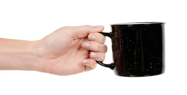 Schwarze Keramiktasse Isoliert Auf Weiß — Stockfoto