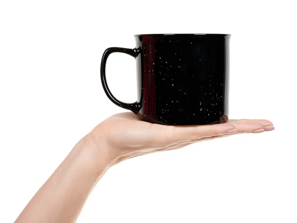 Taza Cerámica Negra Aislada Blanco — Foto de Stock