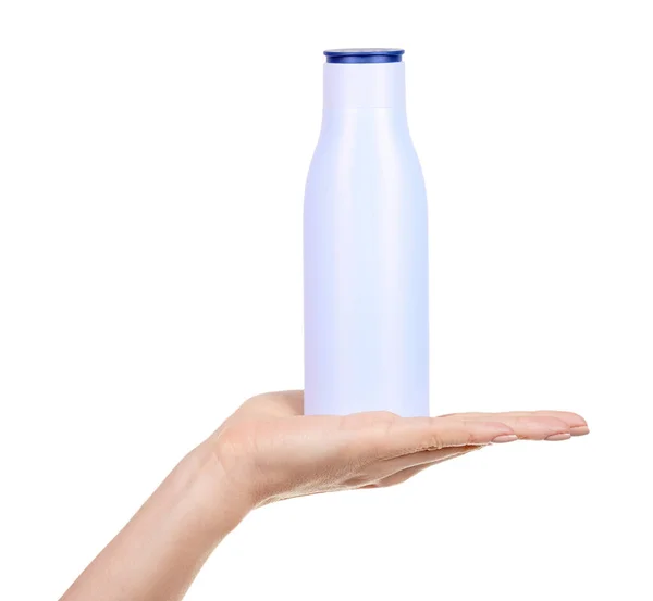 Blue Lotion Bottle Isolated White — Stock Photo, Image