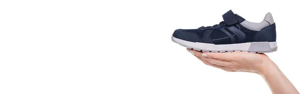 Kinderen Blauwe Casual Sneakers Geïsoleerd Witte Achtergrond Hoge Kwaliteit Foto — Stockfoto