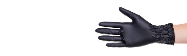 Рука Черных Латексных Перчатках Изолированных Белом Фоне Высокое Качество Фото — стоковое фото