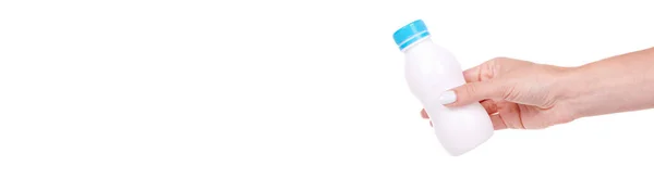 Garrafa Branca Com Iogurte Para Crianças — Fotografia de Stock