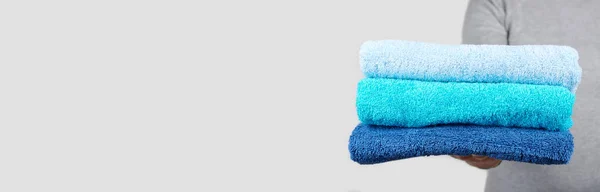 Hand Blue Cotton Towel — Stock Photo, Image