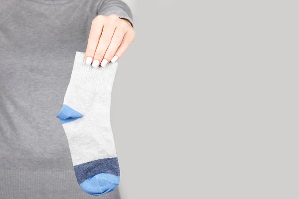 Hand Cotton Socks Grey — Stock Photo, Image