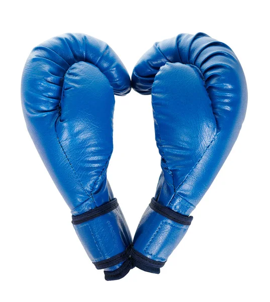 Blaue Boxhandschuhe Isoliert Auf Weißem Grund — Stockfoto