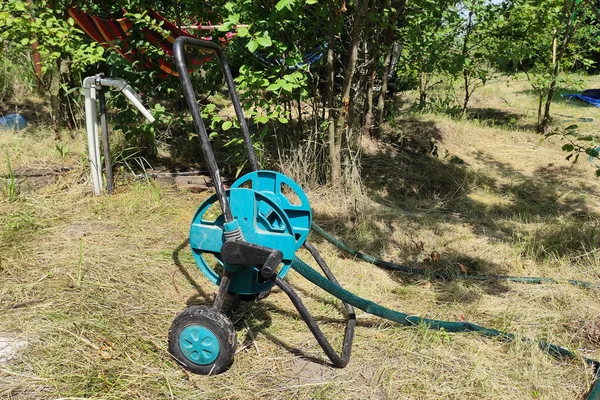 Gießschlauchrolle Für Die Gartenarbeit Bauernhof — Stockfoto