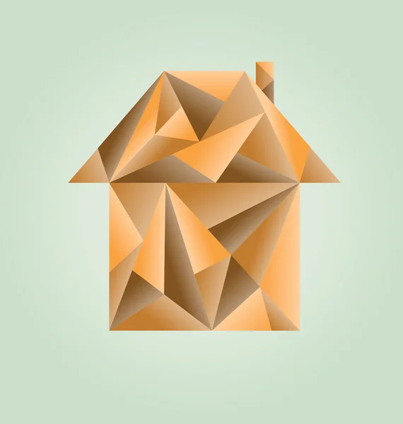 Braunes Haus, polygonal, isoliert. — Stockvektor