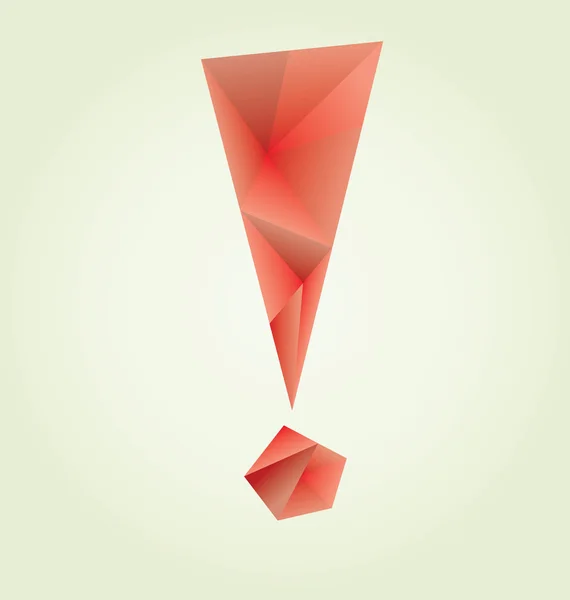 Červený vykřičník, polygonální stylem, izolované. — Stockový vektor