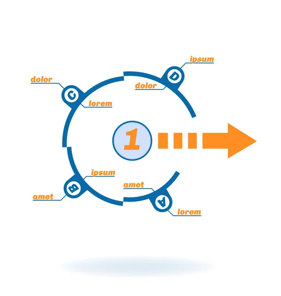 Diagrama con letras y flecha . — Vector de stock