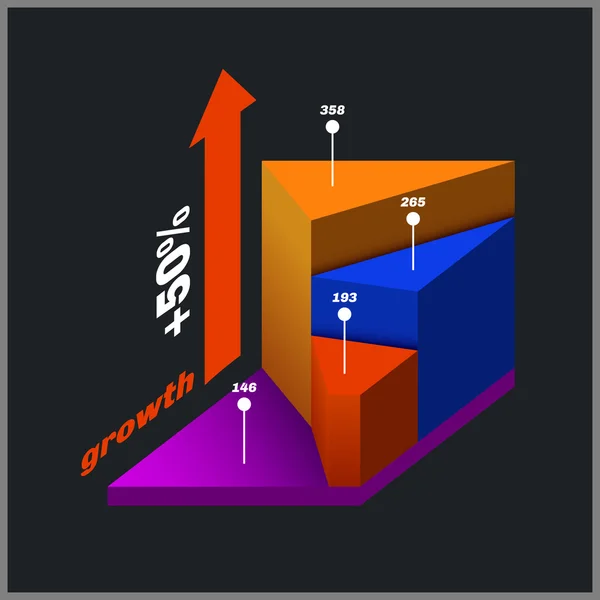 Diagram isometrik warna, grafik info . - Stok Vektor