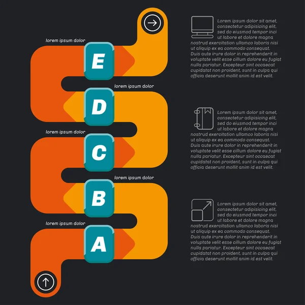 Snake vorm infographics, donkere achtergrond met pictogrammen. — Stockvector