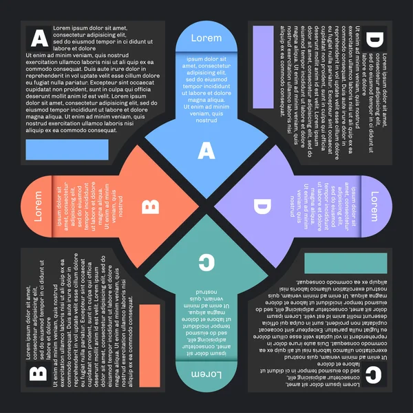 Vlakke stijl infographics met vier pijlen. — Stockvector