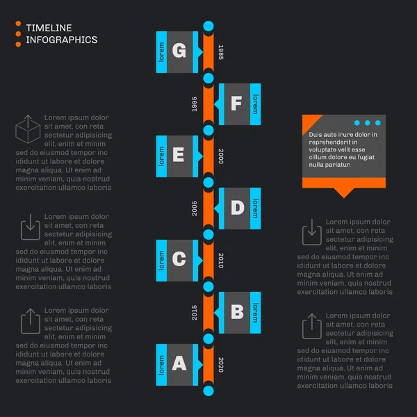 Oś czasu szablon infografiki. Pionowe postępu. — Wektor stockowy