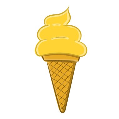 Limon vanilyalı dondurma waffle Kupası'nda. El ile boyalı.