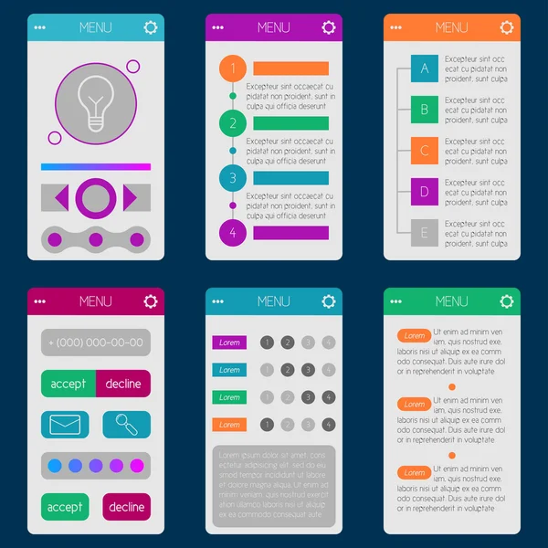 Set of templates mobile interface. Flat  UI UX. Can be used in m — Stock Vector