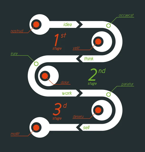 Infographie torsadée avec sections séparées désignées par des chiffres — Image vectorielle