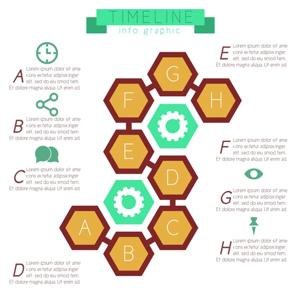 Pentes de mel infográficos (hexagonais) com notas de rodapé . —  Vetores de Stock