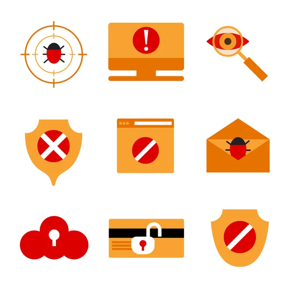 Set of icons displaying IT security. — Stock Vector