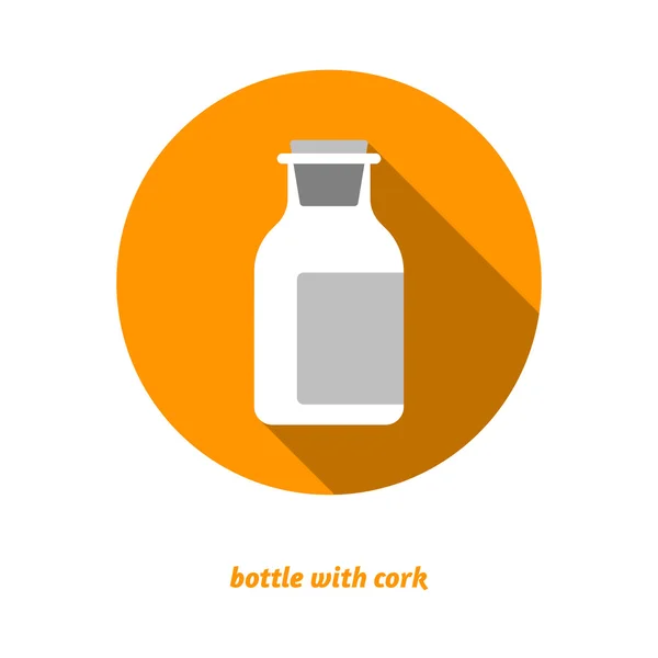 Ikon botol medis yang datar. Simbol narkoba, botol susu, perawatan kesehatan - Stok Vektor