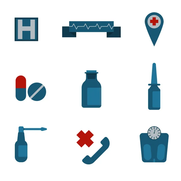 Conjunto de iconos médicos y de salud. Nueve iconos . — Archivo Imágenes Vectoriales