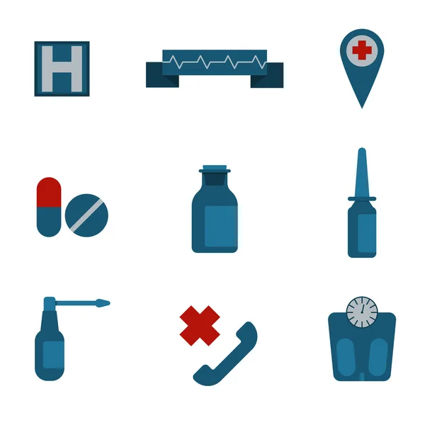 Conjunto de iconos médicos y de salud. Nueve iconos . — Vector de stock