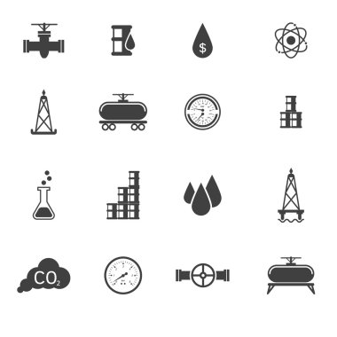 Vektör çizim set petrol simgeler ve işaretleri.