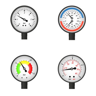 Vector illustration set of manometers. clipart