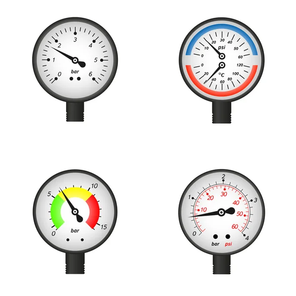 Wektor zestaw ilustracji Manometry. — Wektor stockowy