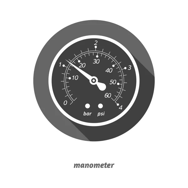 Ilustración vectorial de manómetro de estilo plano con sombra de gota . — Archivo Imágenes Vectoriales