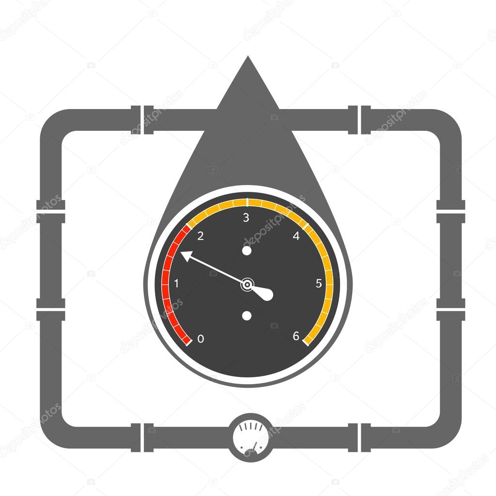 Vector illustration, concept of oil drop and manometer inside it