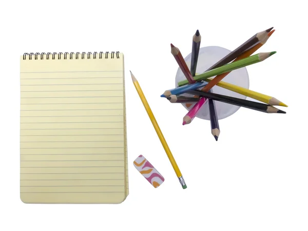 Pustego notatnika i ołówki — Zdjęcie stockowe