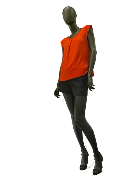 Manequim feminino vestido com shorts e top vermelho — Fotografia de Stock