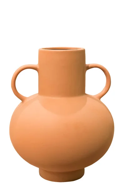 Brocca Ceramica Con Due Manici Isolati Fondo Bianco — Foto Stock