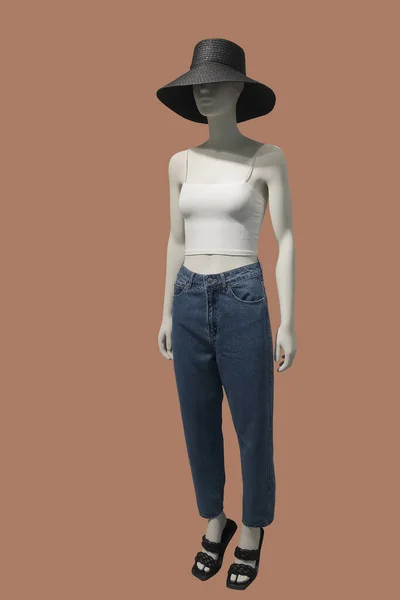 Plná Délka Obrázek Ženské Displej Figuríny Sobě Módní Letní Oblečení — Stock fotografie